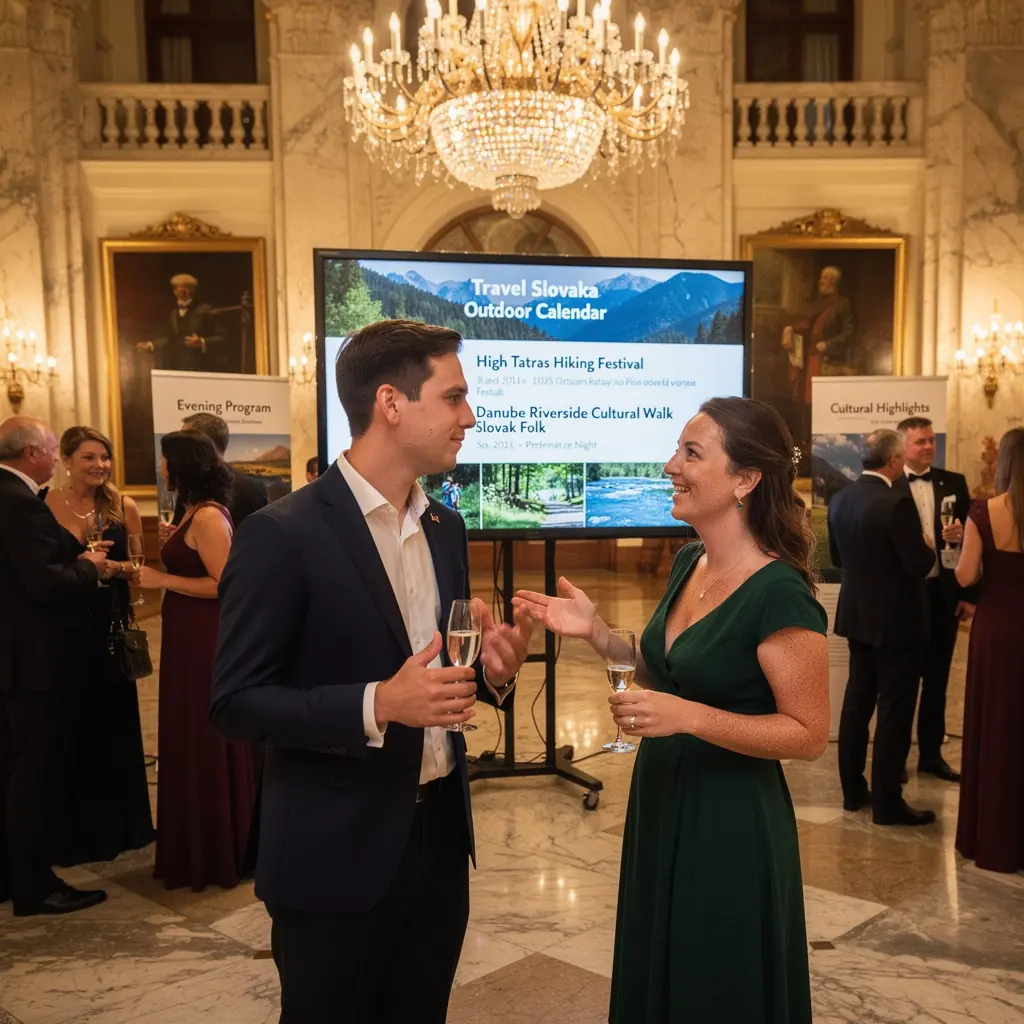 A scenic view of the High Tatras mountains with hikers enjoying a sunny day outdoors.